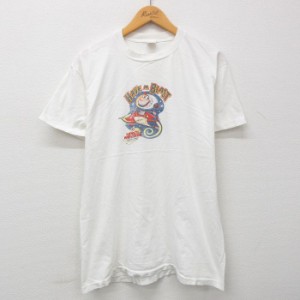 古着 ヘインズ Hanes 半袖 ビンテージ Tシャツ メンズ 90年代 90s HAVE A BLAST 宇宙 コットン クルーネック 白 ホワイト spe  中古 古着