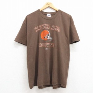 古着 リーボック REEBOK 半袖 ビンテージ Tシャツ メンズ 00年代 00s NFL クリーブランドブラウンズ コットン クルーネック 茶 中古 古着