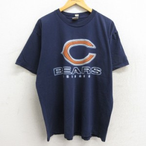 古着 半袖 ビンテージ Tシャツ メンズ 00年代 00s NFL シカゴベアーズ 大きいサイズ コットン クルーネック 紺 ネイビー アメ 中古 古着