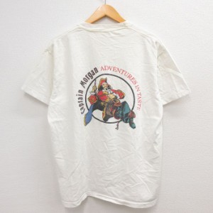 古着 半袖 ビンテージ Tシャツ メンズ 90年代 90s キャプテンモルガン 酒 コットン クルーネック USA製 白 ホワイト XLサイズ  中古 古着