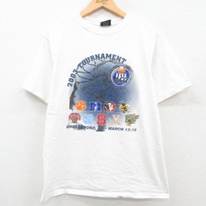 古着 半袖 ビンテージ Tシャツ メンズ 00年代 00s ACC バスケットボール コットン クルーネック 白 ホワイト Lサイズ 中古 中古 古着