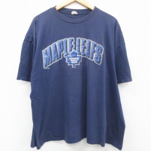 古着 プーマ 半袖 ビンテージ Tシャツ メンズ 90年代 90s NHL トロントメープルリーフス 大きいサイズ コットン クルーネック  中古 古着