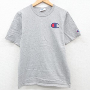 古着 チャンピオン champion 半袖 ブランド Tシャツ メンズ ワンポイントロゴ クルーネック グレー 霜降り Mサイズ 中古 中古 古着