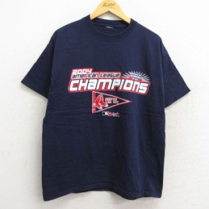 古着 半袖 ビンテージ Tシャツ メンズ 00年代 00s MLB ボストンレッドソックス クルーネック 紺 ネイビー メジャーリーグ ベー 中古 古着