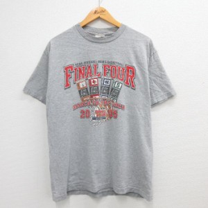 古着 半袖 ビンテージ Tシャツ メンズ 00年代 00s NCAA FINAL FOUR バスケットボール クルーネック グレー 霜降り Lサイズ 中 中古 古着