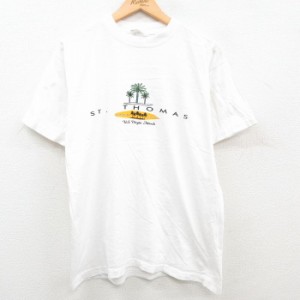 古着 半袖 ビンテージ Tシャツ メンズ 00年代 00s トーマス ヤシの木 コットン クルーネック 白 ホワイト Lサイズ 中古 中古 古着