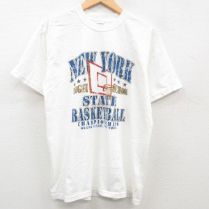 古着 半袖 ビンテージ Tシャツ メンズ 00年代 00s ニューヨーク バスケットボール コットン クルーネック 白 ホワイト Mサイズ 中古 古着