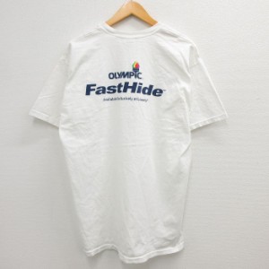 古着 半袖 ビンテージ Tシャツ メンズ 00年代 00s オリンピック FastHide コットン クルーネック 白 ホワイト Lサイズ 中古 中古 古着
