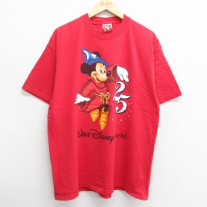 古着 半袖 ビンテージ Tシャツ メンズ 90年代 90s ディズニー DISNEY ミッキー MICKEY MOUSE 25 大きいサイズ コットン クルー 中古 古着