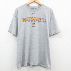 古着 ナイキ NIKE 半袖 ビンテージ Tシャツ メンズ 00年代 00s ELKHORN 野球 大きいサイズ クルーネック グレー 霜降り XLサイ 中古 古着