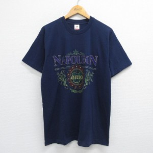 古着 半袖 ビンテージ Tシャツ メンズ 90年代 90s ナポレオン オハイオ コットン クルーネック USA製 紺 ネイビー Lサイズ 中 中古 古着