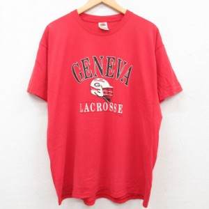 古着 半袖 ビンテージ Tシャツ メンズ 00年代 00s GENEVA ラクロス 大きいサイズ クルーネック 赤 レッド XLサイズ 中古 中古 古着