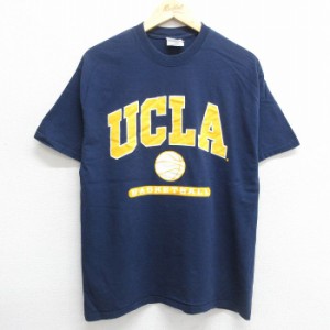 古着 半袖 ビンテージ Tシャツ メンズ 00年代 00s UCLA バスケットボール コットン クルーネック 紺 ネイビー Mサイズ 中古 中古 古着