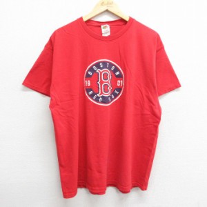 古着 半袖 ビンテージ Tシャツ メンズ 00年代 00s MLB ボストンレッドソックス 大きいサイズ コットン クルーネック 赤 レッド 中古 古着