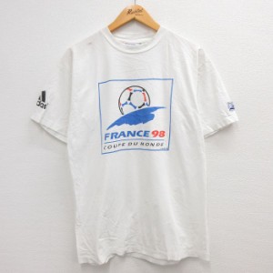 古着 アディダス adidas 半袖 ビンテージ Tシャツ メンズ 90年代 90s フランス ワールドカップ サッカー コットン クルーネッ 中古 古着