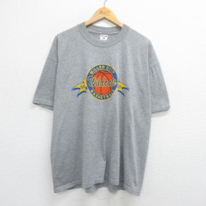 古着 半袖 ビンテージ Tシャツ メンズ 00年代 00s バスケ ワイルドキャッツ 大きいサイズ クルーネック グレー 霜降り XLサイ 中古 古着