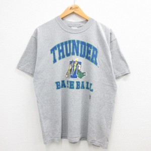 古着 半袖 ビンテージ Tシャツ メンズ 00年代 00s THUNDER バスケットボール クルーネック グレー 霜降り Lサイズ 中古 中古 古着