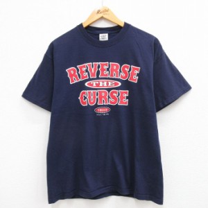 古着 半袖 ビンテージ Tシャツ メンズ 00年代 00s REVERSE ベーブルース コットン クルーネック 紺 ネイビー Lサイズ 中古 中古 古着