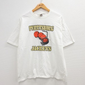 古着 半袖 ビンテージ Tシャツ メンズ 00年代 00s バスケットボール ペリーズバーグ コットン クルーネック 白 ホワイト XLサ 中古 古着