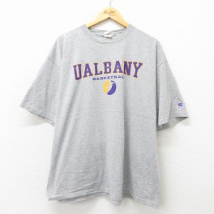 古着 チャンピオン 半袖 ビンテージ Tシャツ メンズ 00年代 00s UALBANY クルーネック グレー 霜降り XLサイズ 中古 中古 古着