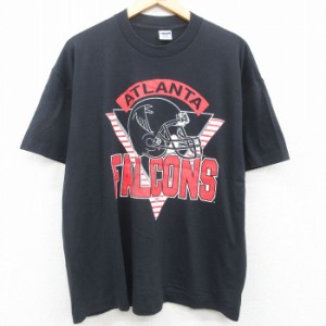 古着 半袖 ビンテージ Tシャツ メンズ 90年代 90s NFL アトランタファルコンズ 大きいサイズ クルーネック USA製 黒 ブラック  中古 古着