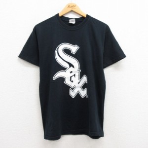 古着 半袖 ビンテージ Tシャツ メンズ 00年代 00s MLB シカゴホワイトソックス マークバリー 56 コットン クルーネック 黒 ブ 中古 古着