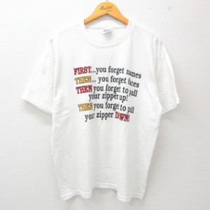 古着 ヘインズ Hanes 半袖 ビンテージ Tシャツ メンズ 00年代 00s FIRST メッセージ クルーネック 白 ホワイト XLサイズ 中古 中古 古着