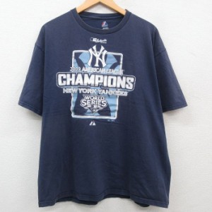 古着 マジェスティック 半袖 ビンテージ Tシャツ メンズ 00年代 00s MLB ニューヨークヤンキース ワールドシリーズ 大きいサイ 中古 古着