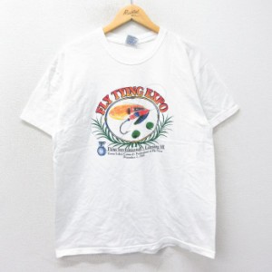 古着 ヘインズ Hanes 半袖 ビンテージ Tシャツ メンズ 00年代 00s 釣り ルアー コットン クルーネック 白 ホワイト Lサイズ 中 中古 古着