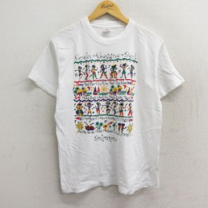 古着 半袖 ビンテージ Tシャツ メンズ 90年代 90s レゲエ 楽器 コットン クルーネック 白 ホワイト Mサイズ 中古 中古 古着