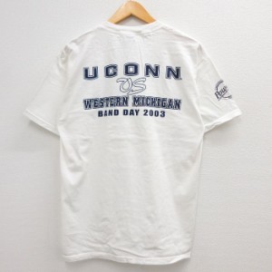 古着 半袖 ビンテージ Tシャツ メンズ 00年代 00s UCONN マーチングバンド コットン クルーネック USA製 白 ホワイト Lサイズ  中古 古着