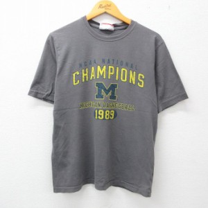 古着 半袖 ビンテージ Tシャツ メンズ 00年代 00s ミシガン バスケットボール NCAA クルーネック グレー Lサイズ 中古 中古 古着