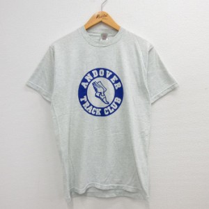 古着 半袖 ビンテージ Tシャツ メンズ 90年代 90s ANDOVER TRACK CLUB ウイングフット クルーネック 薄グレー 霜降り Mサイズ  中古 古着