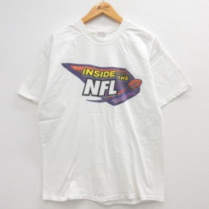 古着 ヘインズ Hanes 半袖 ビンテージ Tシャツ メンズ 00年代 00s NFL フットボール HBO コットン クルーネック 白 ホワイト  中古 古着