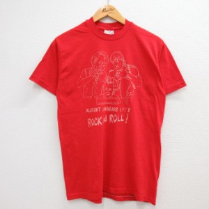 古着 半袖 ビンテージ Tシャツ メンズ 90年代 90s ROCK and ROLL 男性 クルーネック USA製 赤 レッド spe Mサイズ 中古 中古 古着