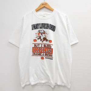 古着 半袖 ビンテージ Tシャツ メンズ 00年代 00s 犬 ブルドッグ フットボール コットン 大きいサイズ クルーネック 白 ホワイ 中古 古着