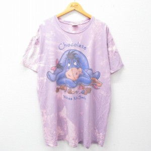 古着 半袖 ビンテージ Tシャツ メンズ 00年代 00s ディズニー DISNEY くまのプーさん イーヨー 大きいサイズ ロング丈 クルー 中古 古着