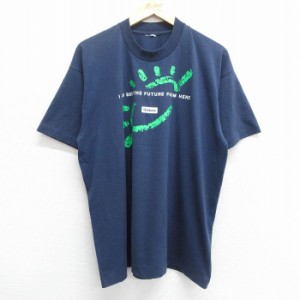 古着 半袖 ビンテージ Tシャツ メンズ 90年代 90s Steelcase 大きいサイズ クルーネック 紺 ネイビー XLサイズ 中古 中古 古着