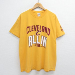 古着 半袖 ビンテージ Tシャツ メンズ 00年代 00s NBA クリーブランドキャバリアーズ コットン クルーネック 黄 イエロー バス 中古 古着