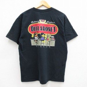 古着 半袖 ビンテージ Tシャツ メンズ 00年代 00s DELLAROSES ビール コットン クルーネック 黒 ブラック Lサイズ 中古 中古 古着