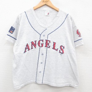 古着 半袖 ビンテージ Tシャツ メンズ 90年代 90s MLB ロサンゼルスエンゼルス マスターカード 大きいサイズ コットン Vネック 中古 古着