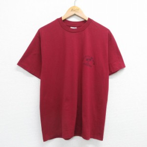 古着 ヘインズ Hanes 半袖 ビンテージ Tシャツ メンズ 90年代 90s デイトナビーチ ヤシの木 クルーネック USA製 エンジ Lサイ 中古 古着