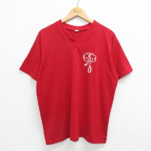 古着 半袖 ビンテージ Tシャツ メンズ 90年代 90s ピエロ 企業広告 Vネック USA製 赤 レッド Lサイズ 中古 中古 古着