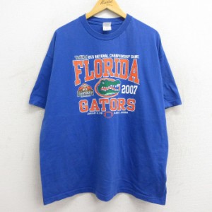 古着 半袖 ビンテージ Tシャツ メンズ 00年代 00s フロリダゲイターズ フットボール 大きいサイズ コットン クルーネック 青  中古 古着