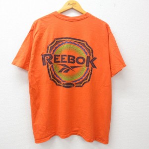 古着 リーボック REEBOK 半袖 ビンテージ Tシャツ メンズ 00年代 00s ビッグロゴ 大きいサイズ クルーネック オレンジ XLサイ 中古 古着