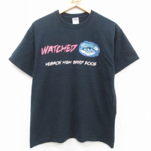 古着 半袖 ビンテージ Tシャツ メンズ 00年代 00s WATCHED コットン クルーネック 黒 ブラック Lサイズ 中古 中古 古着