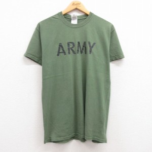 古着 半袖 ビンテージ Tシャツ メンズ 00年代 00s ミリタリー アーミー ARMY コットン クルーネック 濃緑 グリーン Mサイズ 中 中古 古着