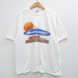 古着 ヘインズ Hanes 半袖 ビンテージ Tシャツ メンズ 00年代 00s バドライト ビール バスケットボール 大きいサイズ コットン 中古 古着