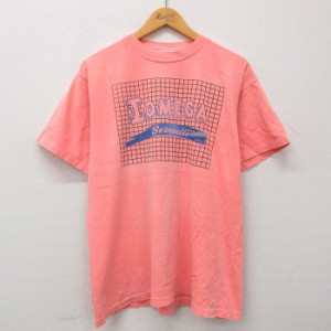 古着 半袖 ビンテージ Tシャツ メンズ 90年代 90s アイオメガ コットン クルーネック USA製 ピンク系 XLサイズ 中古 中古 古着