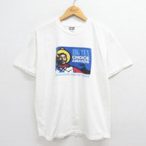 古着 半袖 ビンテージ Tシャツ メンズ 00年代 00s BIG TEX カウボーイ クルーネック 白 ホワイト Lサイズ 中古 中古 古着